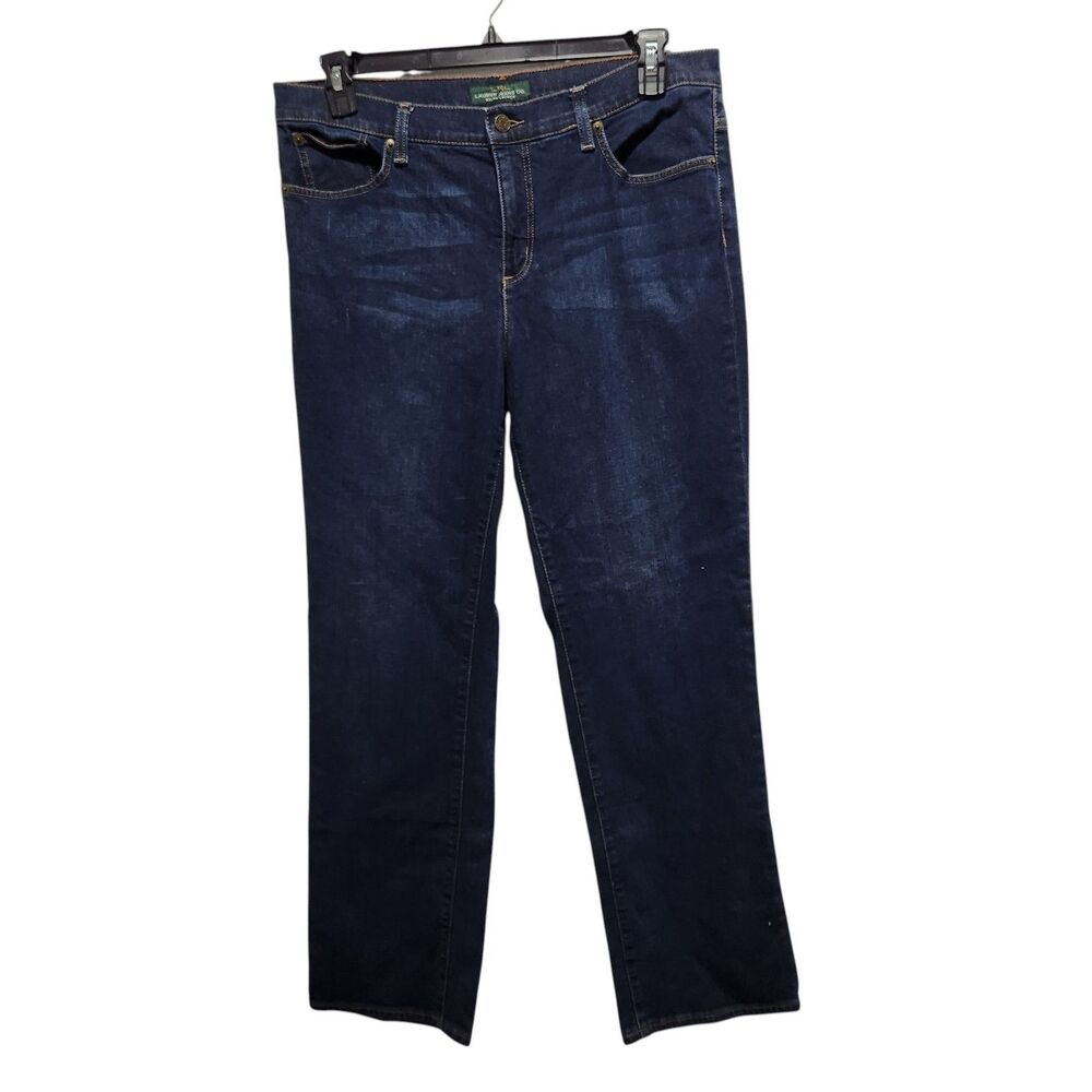 LRL Ralph Lauren Classic Straight Jeans Womens 14 Dark Wash‎ Stretch Denim